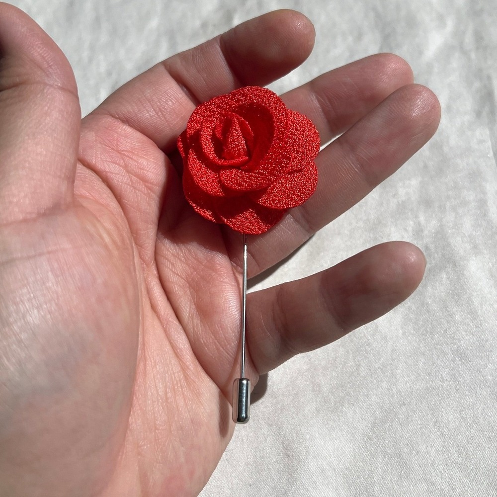 Vintage Style Red Rose Lapel Pin OS Boutonniere Dark Academia Wedding Coquette